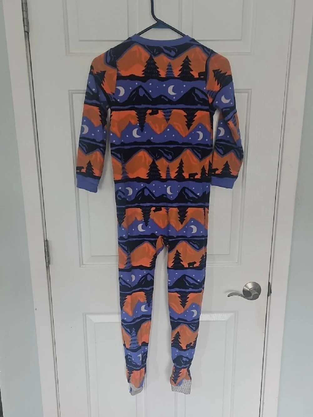 Carter's Blue & Orange Mountain Night Footed One-Piece
